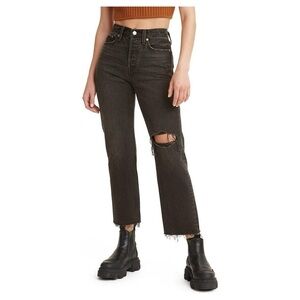 Levi’s Wedgie Straight Denim Jeans Black Distressed Straight Leg High rise 27​​​
